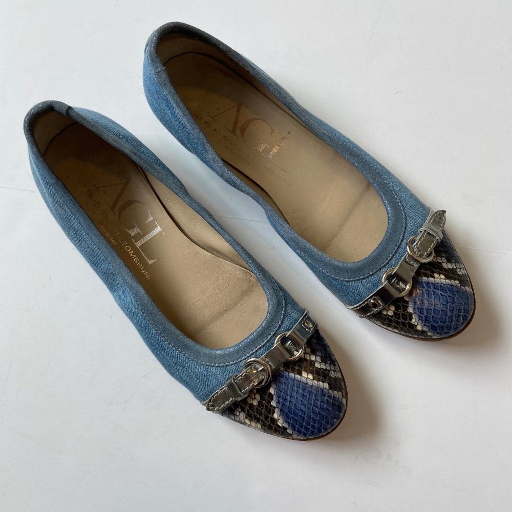 AGL Attilio Giusti Leombruni Womens Blue Slip On Ballet Flats Size US 8 EUR 38.5 - Picture 2 of 9